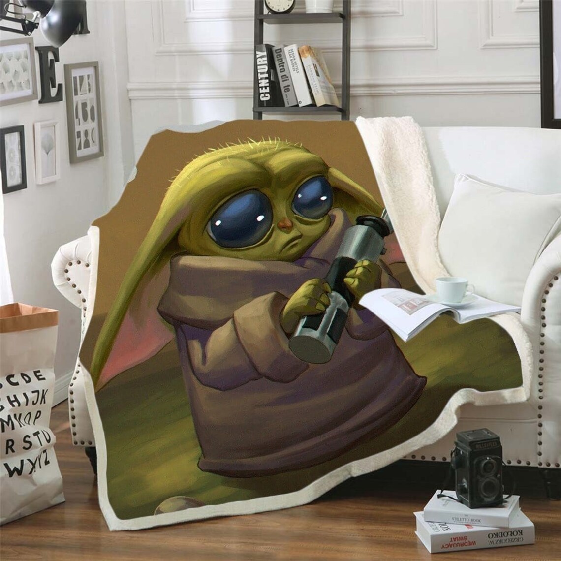 Throw blanket Star Wars Baby Yoda 3D Velvet Plush Blanket Etsy