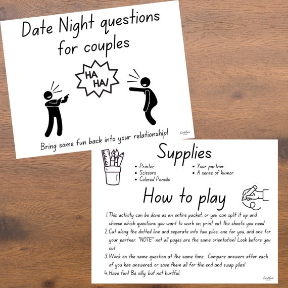 Date Night Idea Printable | Couples Activity | Couples Game | Fun Relationship Worksheets