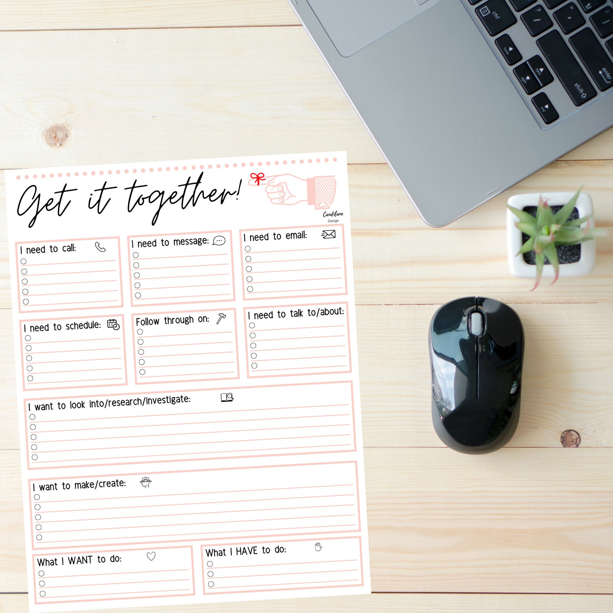 Editable Brain Dump | Thought Organizer | Bullet Journal Planner | Get it Together!