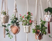 5-Pack Premium Macrame Plant Hangers Large, Macrame plant hangers Hanging wall planters indoor outdoor Vintage boho decorative pot holders