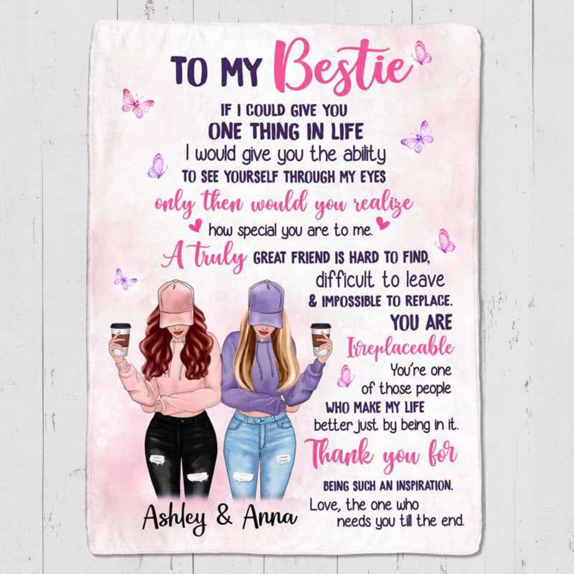 Personalized to My Bestie Blanket Gift for My Friend Etsy