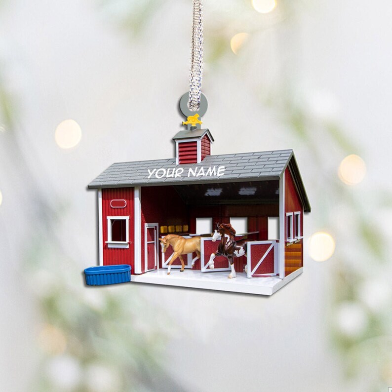 Personalized Horse Barn Christmas Ornament Custom Flat Etsy