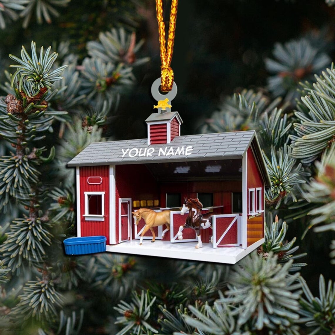 Personalized Horse Barn Christmas Ornament Custom Flat Etsy