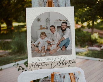 Minimalist Arch Adoption Welcome Sign, Adoption Party Sign, Editable Canva Template, Adoption, Forever Family, Adoption Party Decor