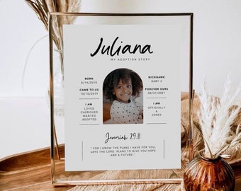 Adoption Story Timeline Photo, Editable Canva Template, Forever Family, Digital Download, Adoption Party Decor, Adoption Celebration Sign