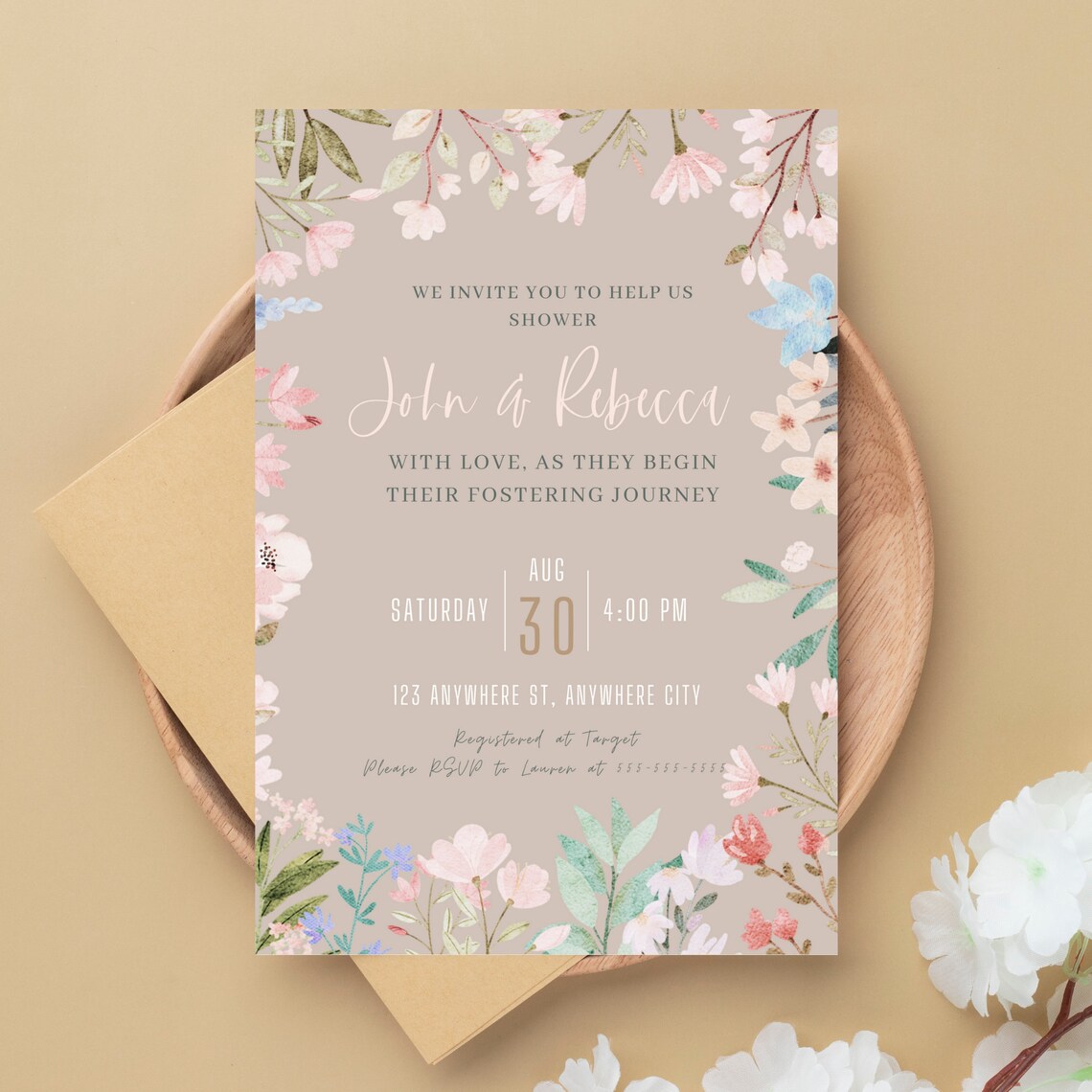 Foster Care Shower Invitation Spring Floral Baby Shower Etsy