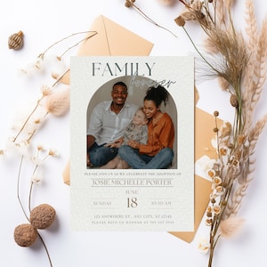 Adoption Announcement Invitation Family Forever Invitation Minimalist Neutral Adoption Invitation Editable Adoption Invitation Template