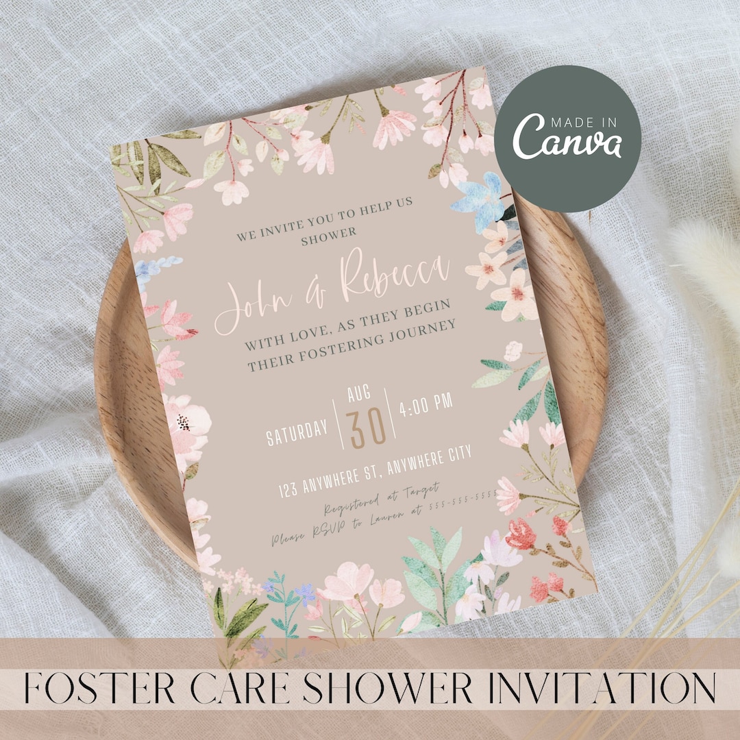 Foster Care Shower Invitation, Spring Floral Baby Shower Invitation