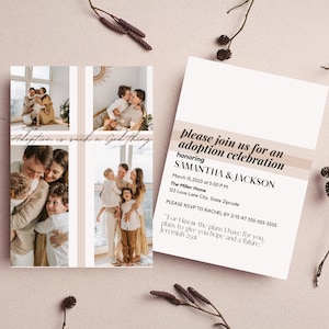 Adoption is such a God thing Adoption Invitation | Adoption Family Photo Invitation | Editable Adoption Invitation | Neutral Adoption Invite