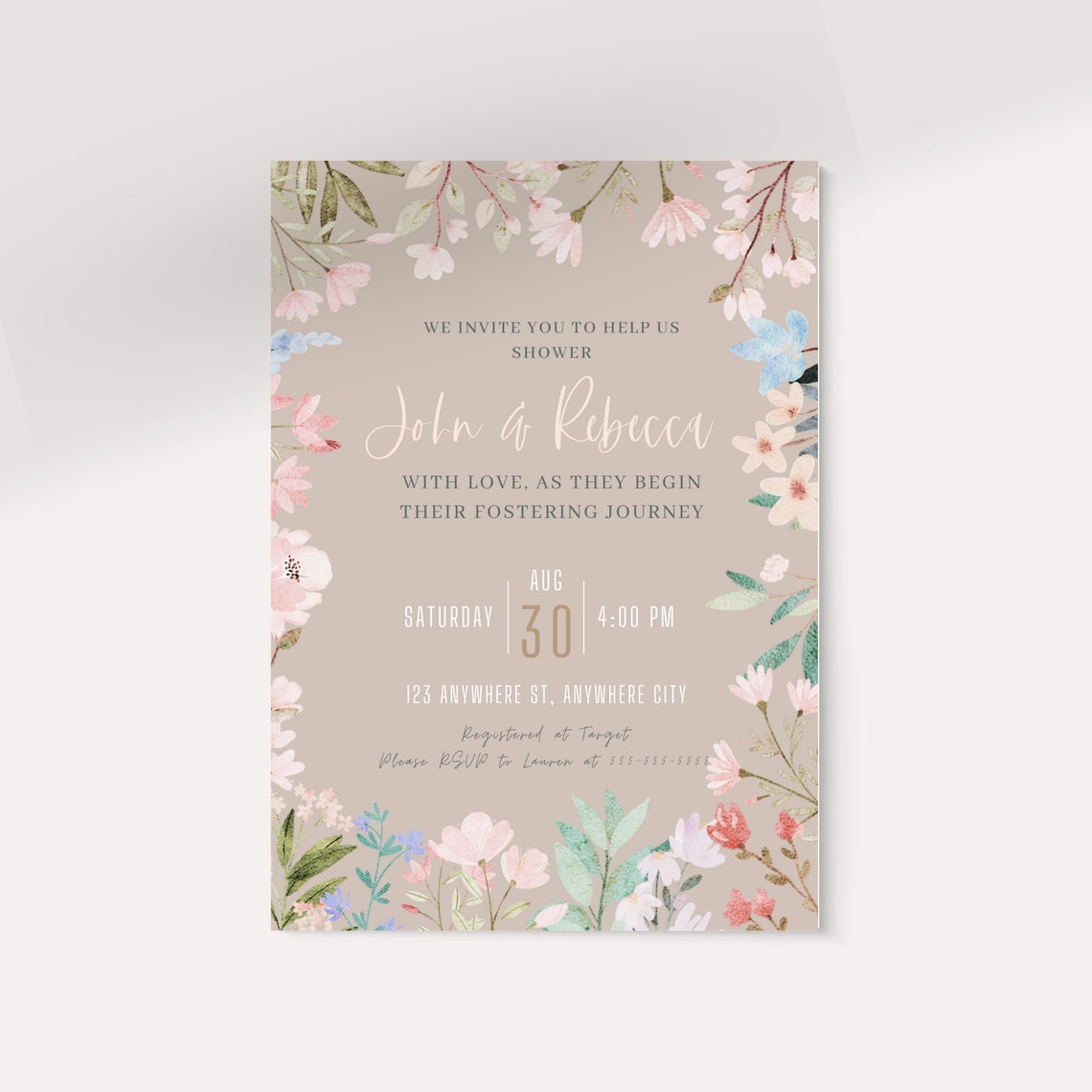 Foster Care Shower Invitation Spring Floral Baby Shower Etsy