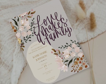 Invitación floral de adopción: El amor crea una familia (5x7)