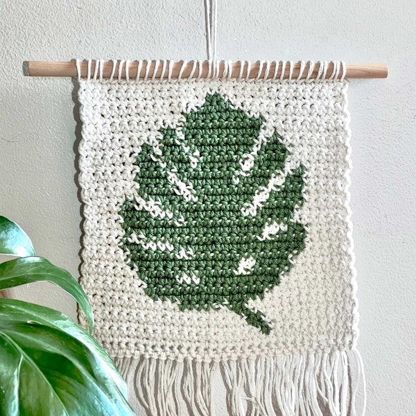 Crochet Monstera Leaf, Crochet Tapestry Wall Hanging Pattern, Crochet Home Decor, Crochet Wall Hanging, Crochet Pattern, Instant Download