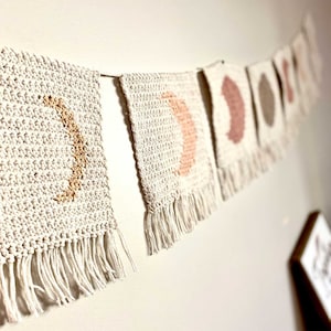 Crochet Garland Pattern, Crochet Moon Pattern, Moon Phases Garland, Crochet Wall Hanging Pattern, Moon Phase Crochet Pattern