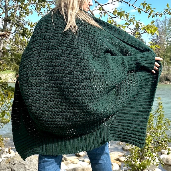 Crochet Evergreen Cocoon Shrug Pattern, Crochet Cardigan Pattern, Crochet Oversized Cardigan, Crochet Women Pattern, PDF Digital Download