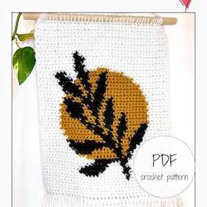 Boho Leaf Crochet Tapestry Pattern, Boho Tapestry Wall Hanging, Crochet Wall Hanging Pattern,  Crochet Home Decor, Modern Crochet, PDF