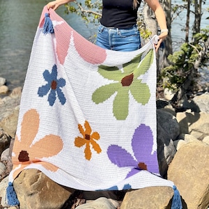Crochet Flowers Dream Throw Pattern, Crochet Blanket Pattern, Easy Crochet Pattern, Flower Throw Blanket, PDF Digital Download