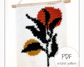 Patrón de tapiz de crochet de la flor de las lunas, tapiz bohemio para colgar en la pared, patrón de tapiz de crochet para colgar en la pared, decoración del hogar en crochet, PDF de crochet