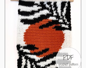 Boho Moon Crochet Tapestry Pattern, Boho Tapestry Wall Hanging, Crochet Wall Hanging Pattern,  Crochet Home Decor, Modern Crochet, PDF