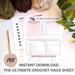 Crochet Cheat Sheet Printable PDF, Beginner Crochet Guide, Crochet Reference Card, Crochet Journal Page, Instant Download