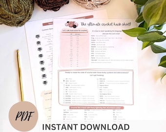 Crochet Cheat Sheet Printable PDF, Beginner Crochet Guide, Crochet Reference Card, Crochet Journal Page, Instant Download