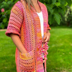 Blush of Summer Häkel-Cardigan-Muster, Damen-Cardigan Häkel-Muster, Häkel-Sommer-Pullover-Muster, bequemer Cardigan, PDF-Muster