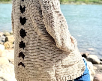 Schema all'uncinetto per cardigan All My Phases, schema all'uncinetto per cardigan da donna, uncinetto facile, download digitale PDF, maglione all'uncinetto con tasche