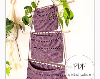 Crochet 3-Pouch Wall Hanging Organizer Pattern (PDF)