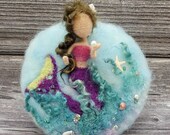 Filztaler, little Mermaid, summer decoration, Waldorf inspired, seasonal table, needle felted, artwork, woolart, felting, mermaid,