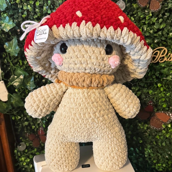 Crochet Mushroom Plushie, Cottagecore Desk Decor