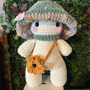 Jumbo Mushroom Crochet Plushie Inky Cap Ink Cap Mushroom Customizable Mushroom Guy Mushie Dude Toadstool Cottage Core Mushy person Mushling