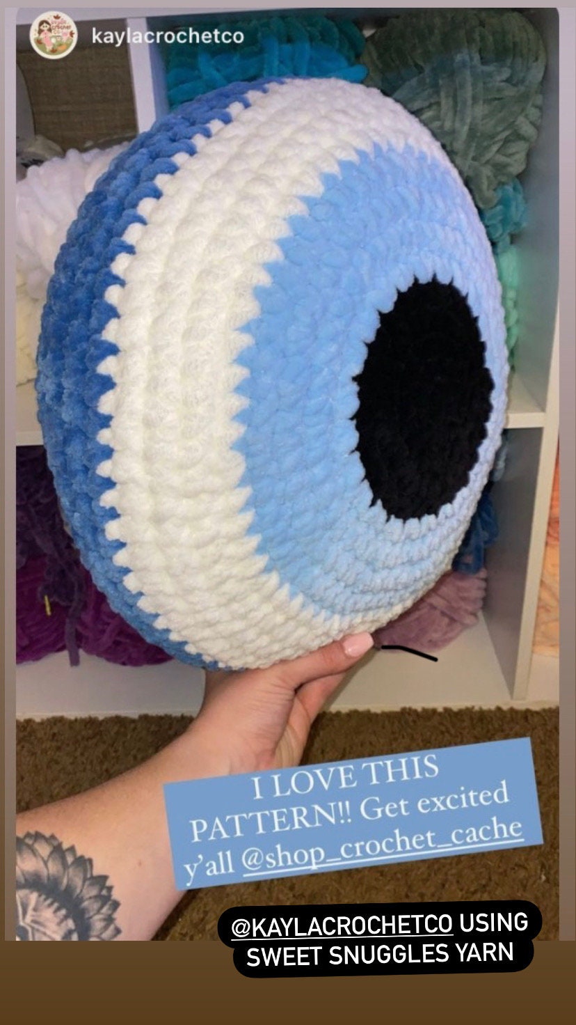 Evil Eye Pillow Crochet Pattern Heavy Weight Yarn Style Etsy