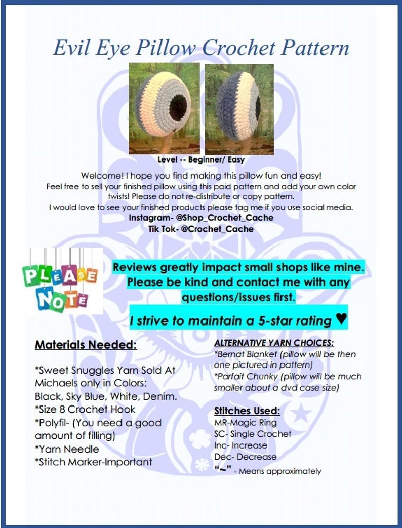 Evil Eye Pillow Crochet Pattern Heavy Weight Yarn Style Etsy