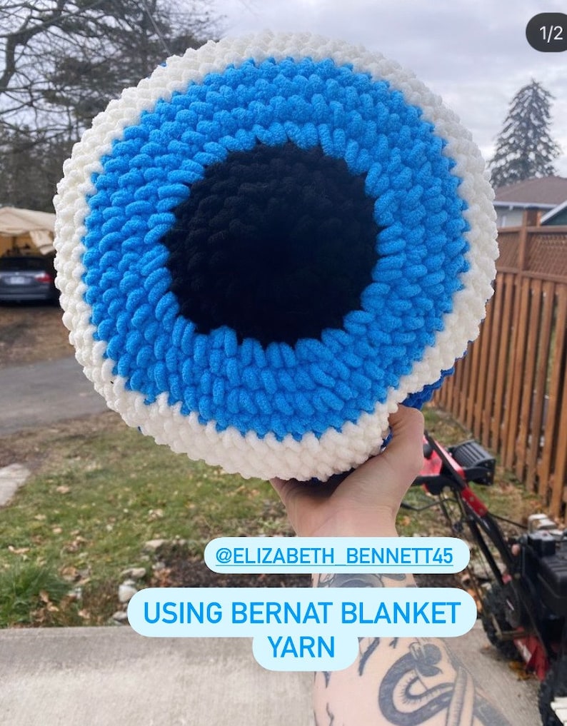 Evil Eye Pillow Crochet Pattern Heavy Weight Yarn Style Etsy