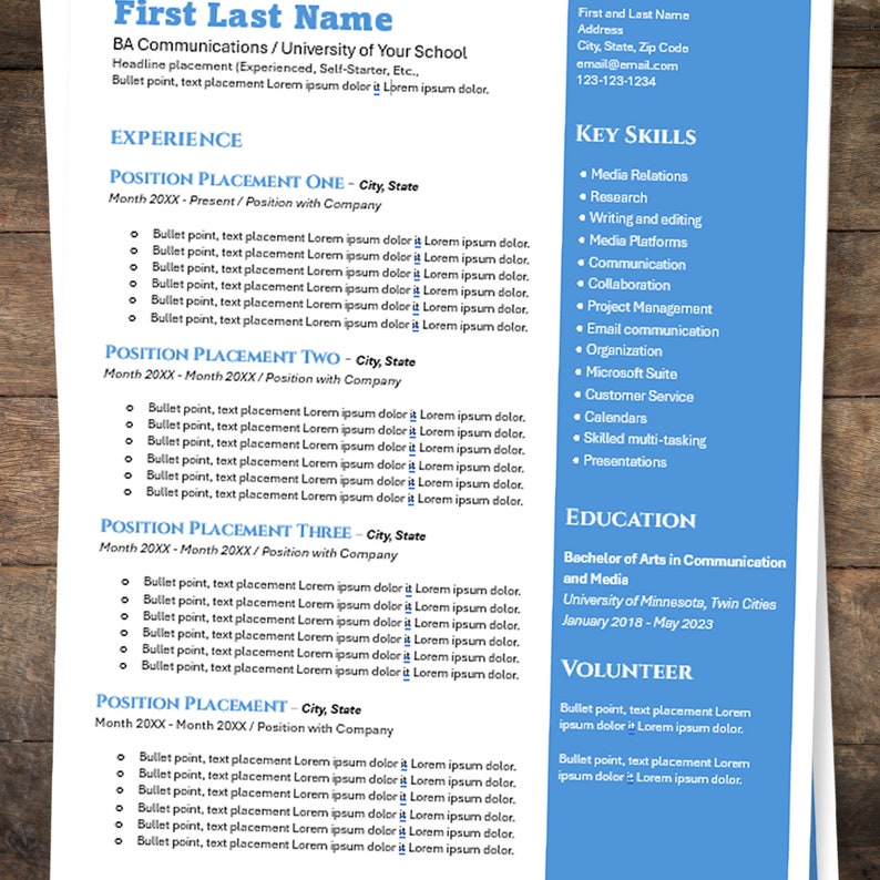 Resume Editable Template Microsoft Word Digital Download Basic Format Resume Editable Template Microsoft Word Digital Download Basic Format