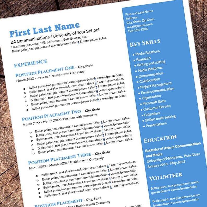 Simple Resume Microsoft Word Two Column Blue Editable Theme Etsy simple-resume-microsoft-word-two-column-blue-editable-theme-etsy