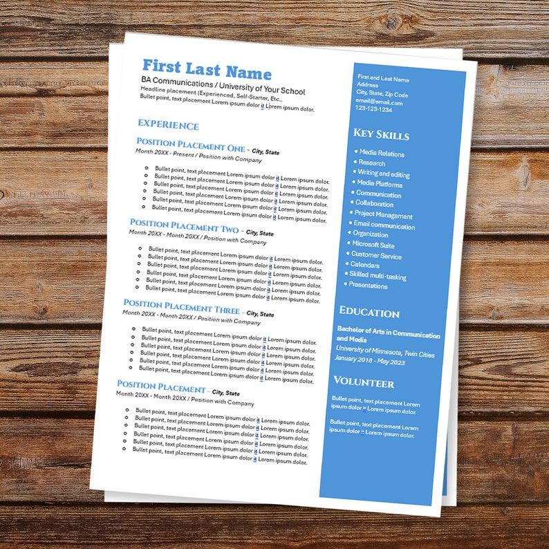 Resume Editable Template Microsoft Word Digital Download Basic Format ...