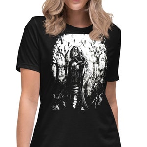Dark Necromancer T-Shirt, Horror Metal Shirt, Black Fantasy Goth Tee, Death Art Shirt, Macabre Gothic Apparel, Sorcerer Shirt, Dark B&W Top
