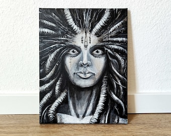 Handbeschilderde muurkunst | Verzamelbaar schilderij | Acryl op doek | Giger kunstdecoratie | Cyberpunk | Biomechanisch | Sciencefiction