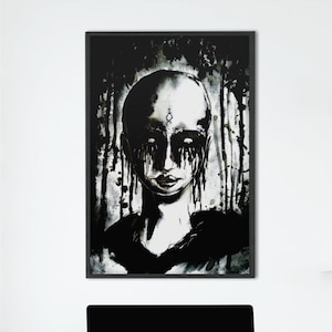 Gruseliger Kunstdruck – Dunkles Kunstposter – Gothic-Wandkunst – Halloween-Horror-Fan-Kunst – Dunkle ästhetische Hexen-Wohndekoration makaber – Original-Kunstwerk
