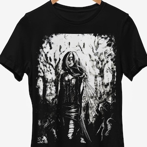 Horror Shirt with Art Print - Men&#39;s Gothic Tee Alt Fashion T-Shirt - Dark Aesthetic - Unisex Cut - For Metalheads Blackfashion Gothic