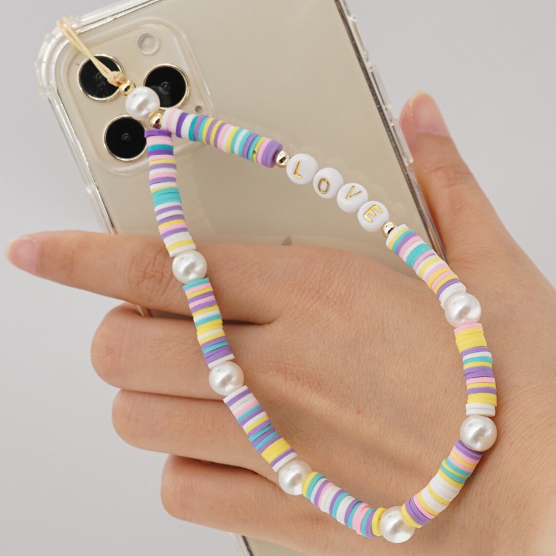 Phone Chain Happy Face Phone Strap colorful Beaded Etsy
