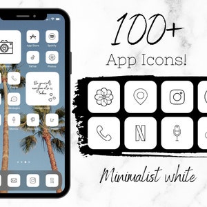 100+ MINIMALIST WHITE AESTHETIC app icons for iPhone iOS 14, 15, 16 Including Widgets and Wallpaper