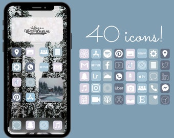 40 WINTER AESTHETIC iPHONE icons for iOS 14, 15, 16 with 4 Winter Colours (and BONUS widgets!)