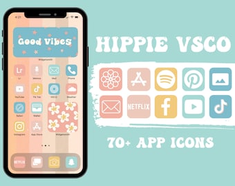 HIPPIE VSCO AESTHETIC app icons iPhone iOS 14, 15, 16 with bonus widgets and wallpaper