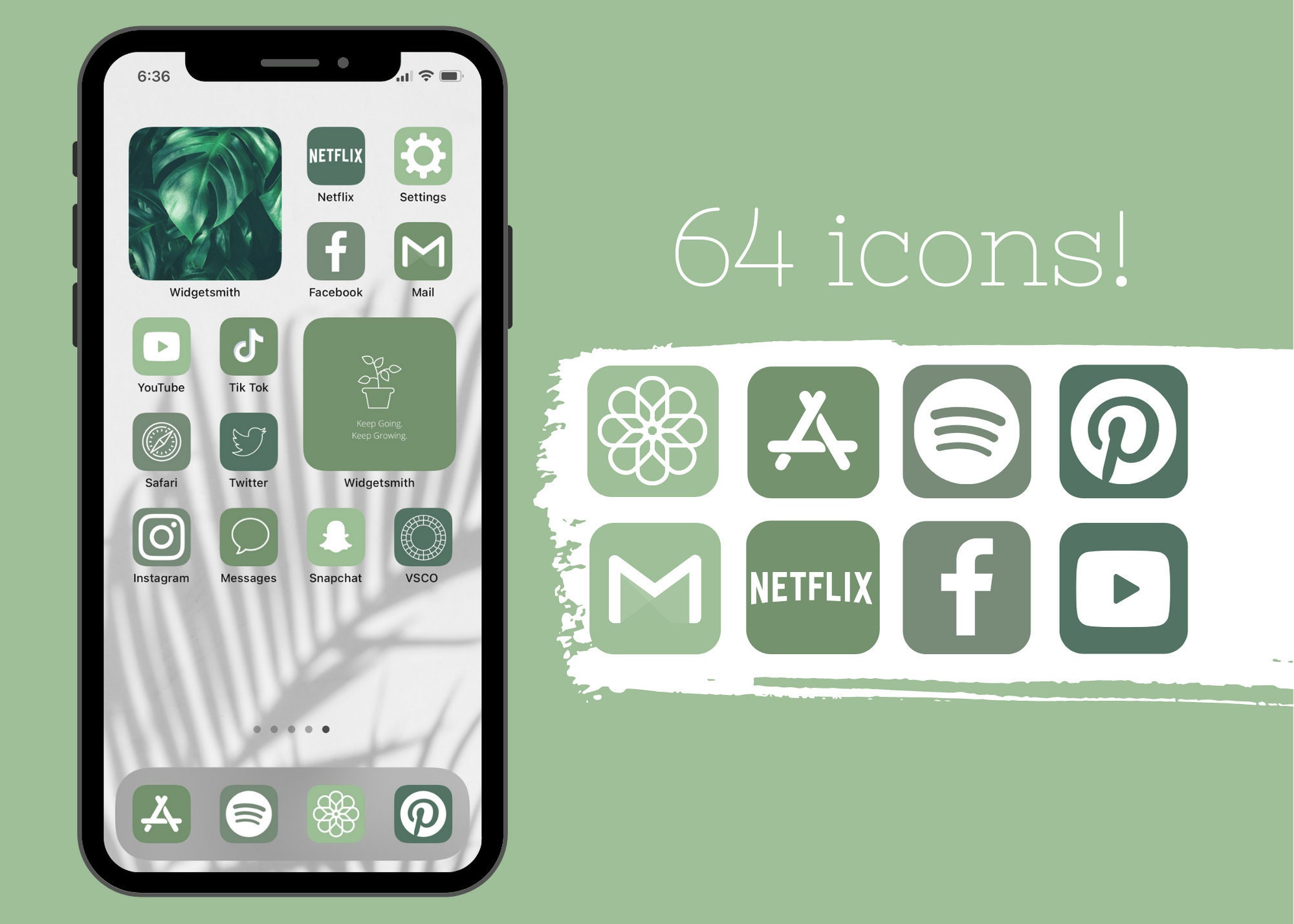 MINIMALIST GREEN AESTHETIC app icons for plant lovers iPhone Etsy