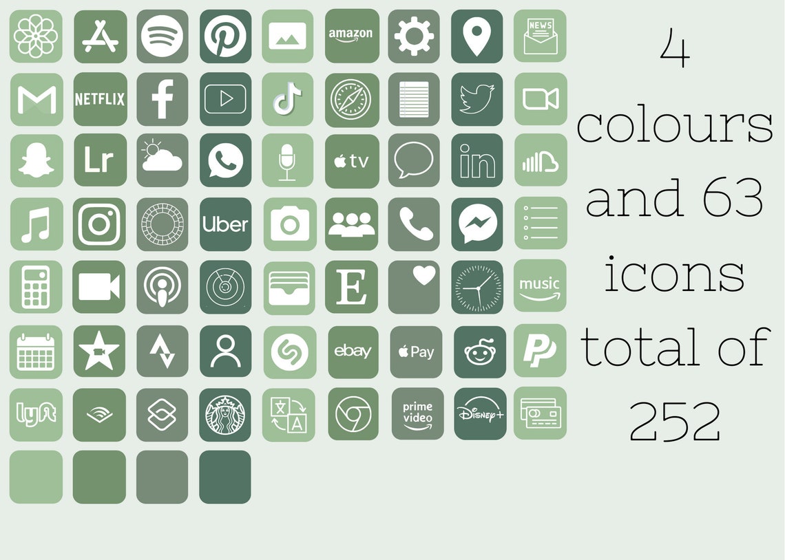 MINIMALIST GREEN AESTHETIC app icons for plant lovers iPhone Etsy