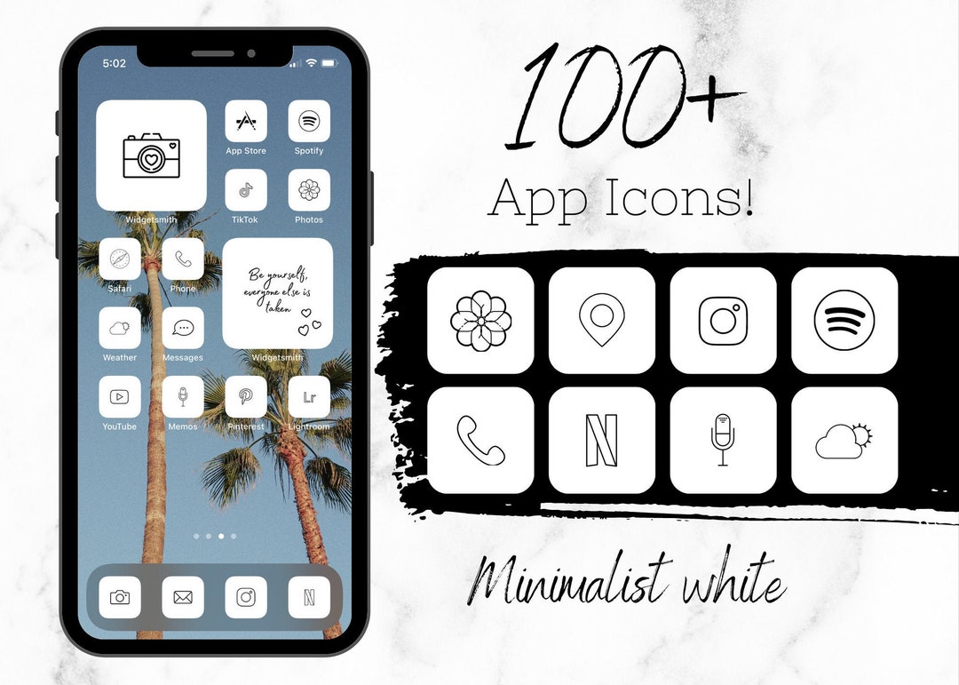 Ios 14 Hulu Pip Android 100+ MINIMALIST WHITE AESTHETIC App Icons