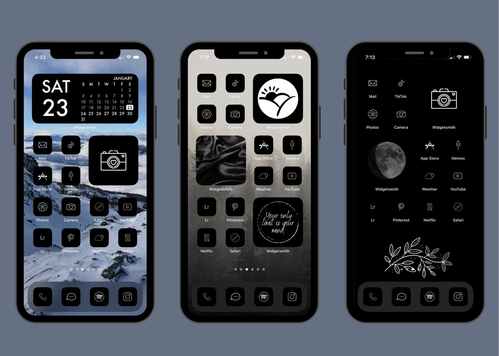 100 MINIMALIST BLACK AESTHETIC App Icons for iPhone Ios 14, 15, 16