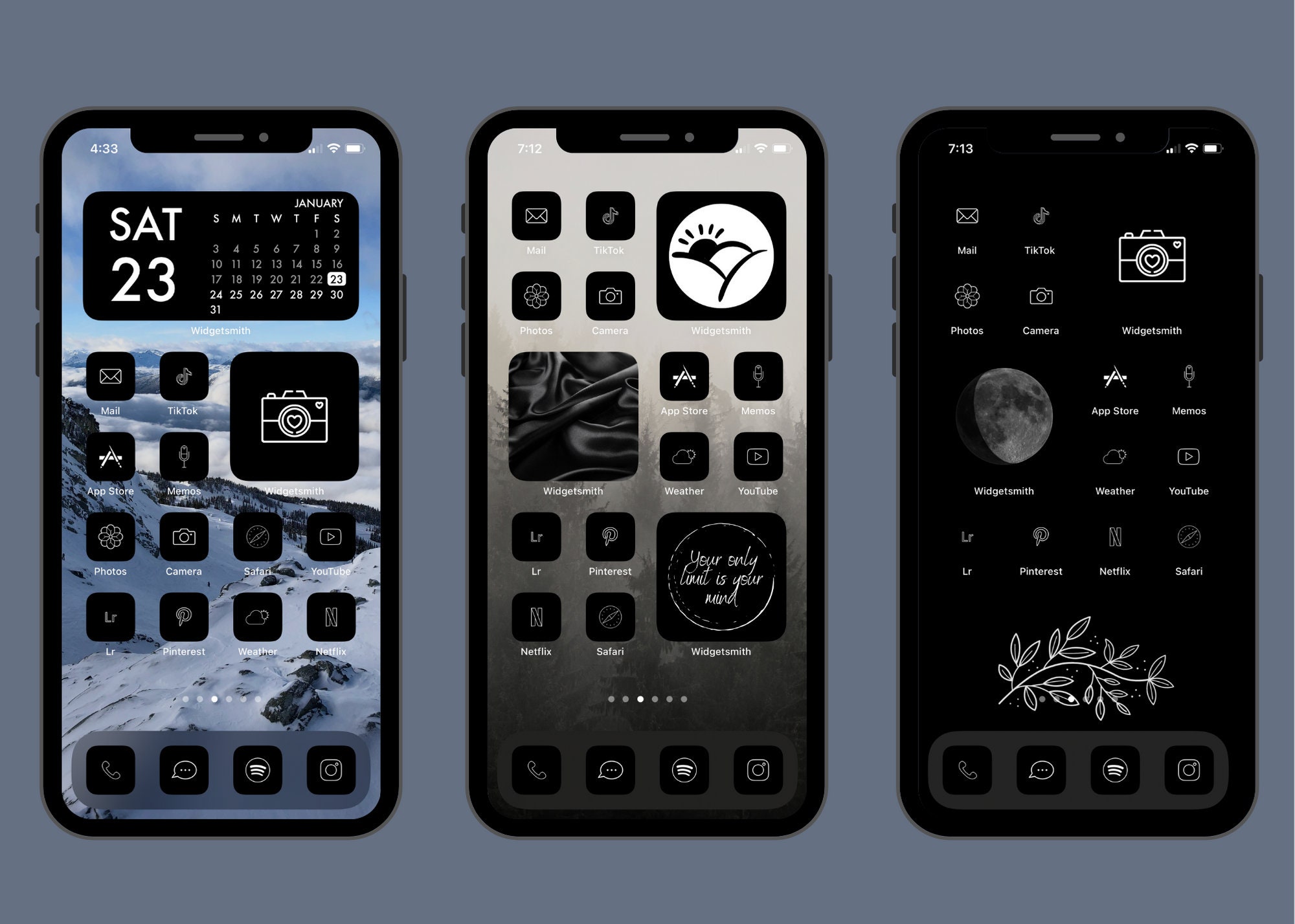 100 MINIMALIST BLACK AESTHETIC App Icons for iPhone Ios 14, 15, 16