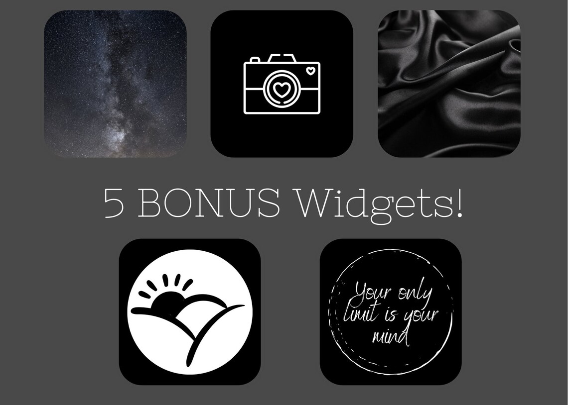 100 MINIMALIST BLACK AESTHETIC App Icons for iPhone Ios 14, 15, 16